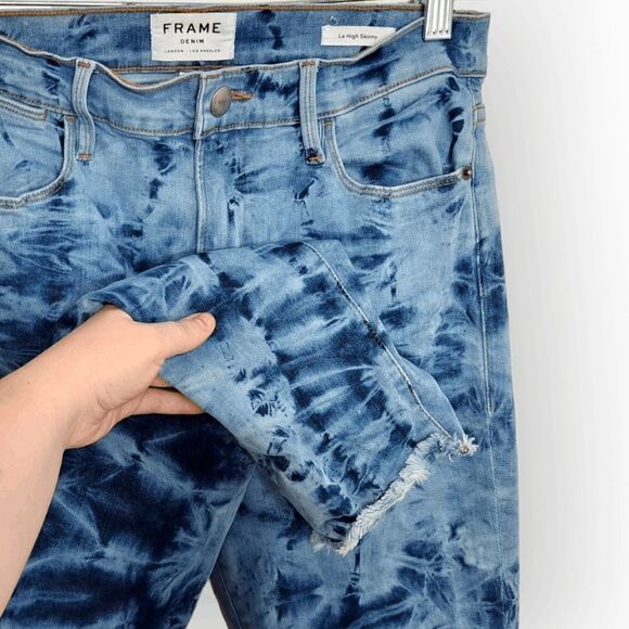 FRAME DENIM Le High Rise Skinny Raw Edge Jeans Denim Gaze size 30 - Picture 6 of 11